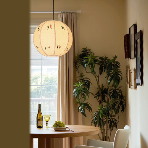 法式奶油中古风卧室灯刺绣吊灯卡通男孩女孩儿童房间创意艺术灯具 - 图2