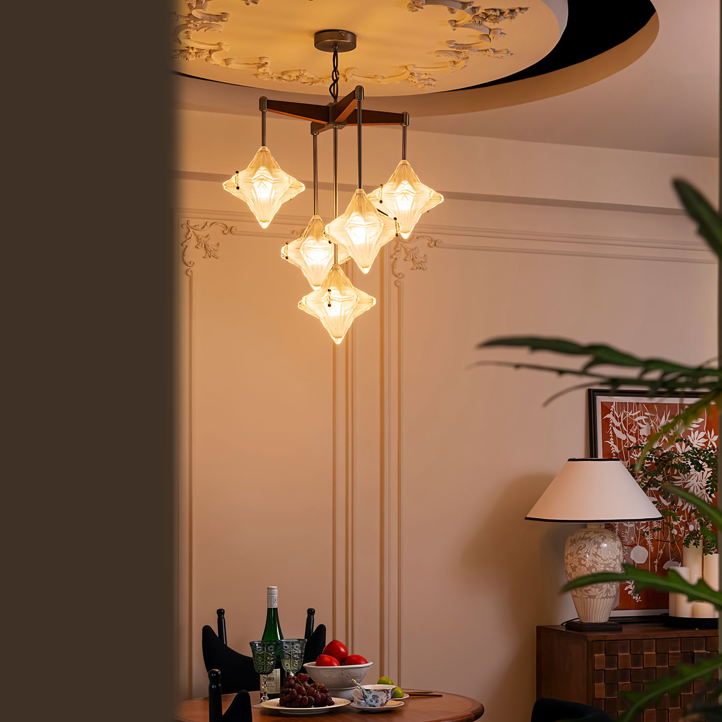 旭呈法式中古星星灯餐厅灯吊灯卧室主灯别墅楼梯灯轻奢奶油风灯具 - 图1