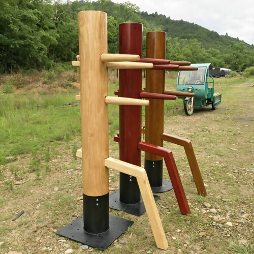 整木咏春拳叶问木人桩铁底板吸盘训练桩 简易家用立式桩厂家直销 - 图1