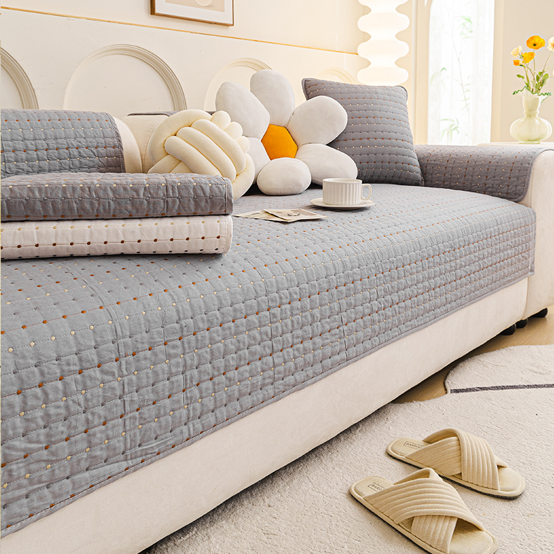 法式奶油风全棉沙发垫布艺四季通用2025新款纯棉坐垫子盖布巾防滑