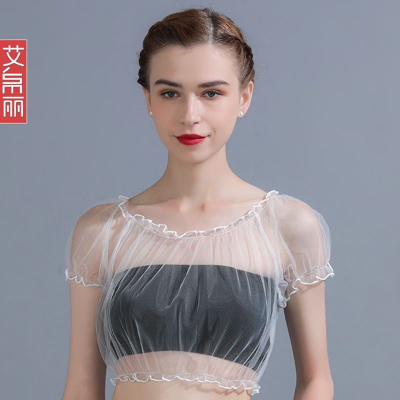 罩衫半身短袖t恤女夏装半截打底衫 艾帛丽蕾丝衫/雪纺衫