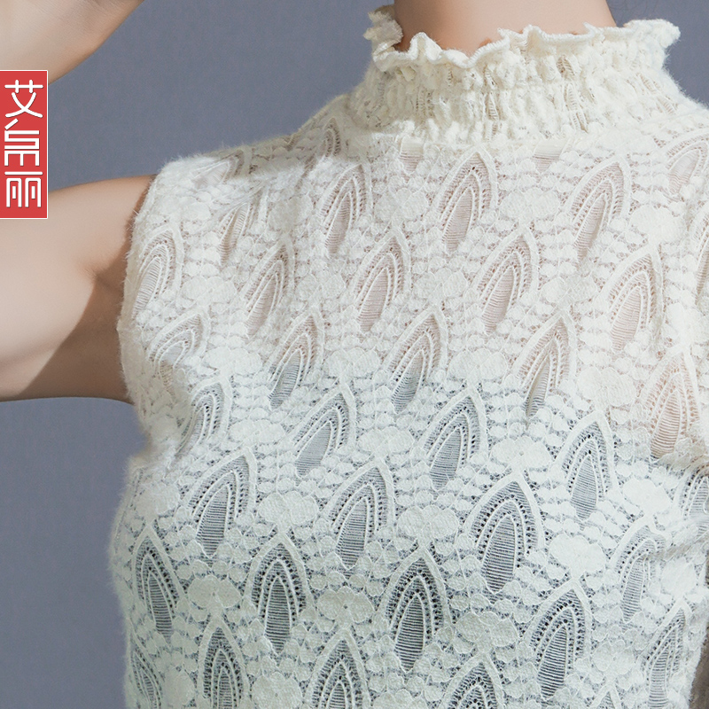 假领子女毛衣装饰木耳边立领半身半高领秋冬春打底蕾丝衫衬衣假领 - 图1