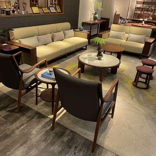 北美黑胡桃木沙发现代简约客厅小户型2026新款真皮直排沙发定制 - 图0