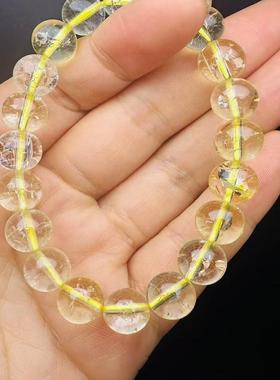 柠檬黄爆花晶黄手链黄色手串送礼云母片黄阿赛男女情侣款手链