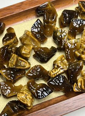 天然黄虎眼龙头 约17*11毫米 头尾通孔 diy配饰简约百搭礼物