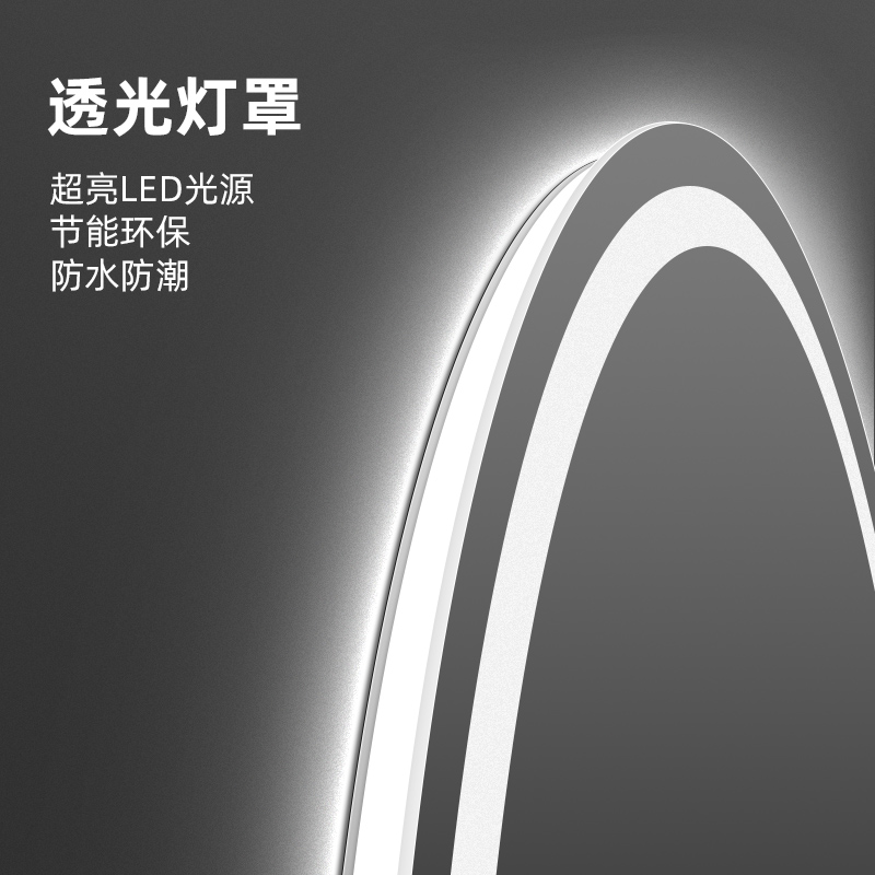 智能浴室镜led灯镜壁挂卫生间镜子洗手间卫浴化妆镜发光椭圆镜子 - 图3