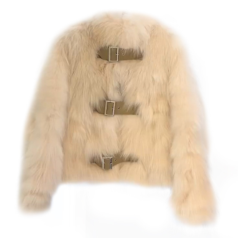 欧美外贸爆款仿皮草外套女2025冬爆款轻奢超厚皮毛一体机车服 - 图3