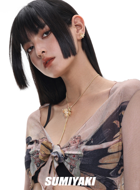 SUMIYAKI金箔蝴蝶抽拉绳项链