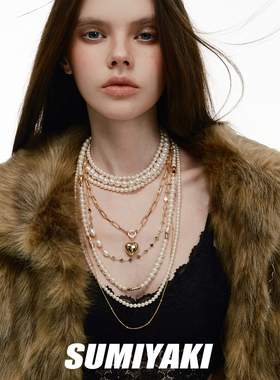 SUMIYAKI多层珍珠爱心项链