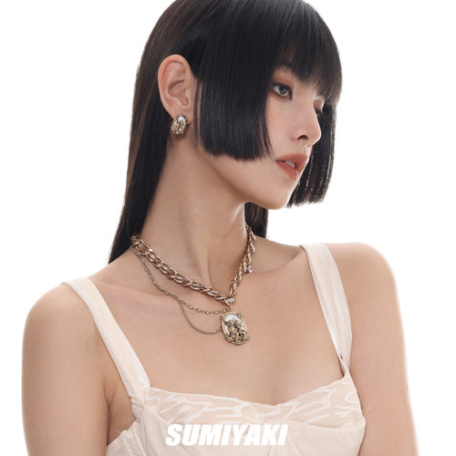 SUMIYAKI 复古做旧小众天使小耳钉百搭复古维多利亚小香风耳饰 - 图1