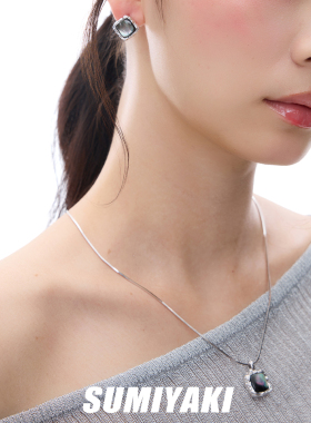 猫眼小方块项链简约百搭素链