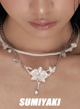 蝴蝶兰骨项链小众编绳双层锁骨链