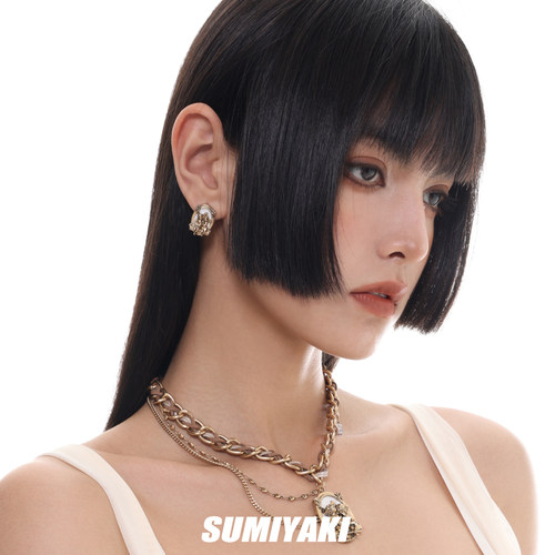 SUMIYAKI 复古做旧小众天使小耳钉百搭复古维多利亚小香风耳饰 - 图2