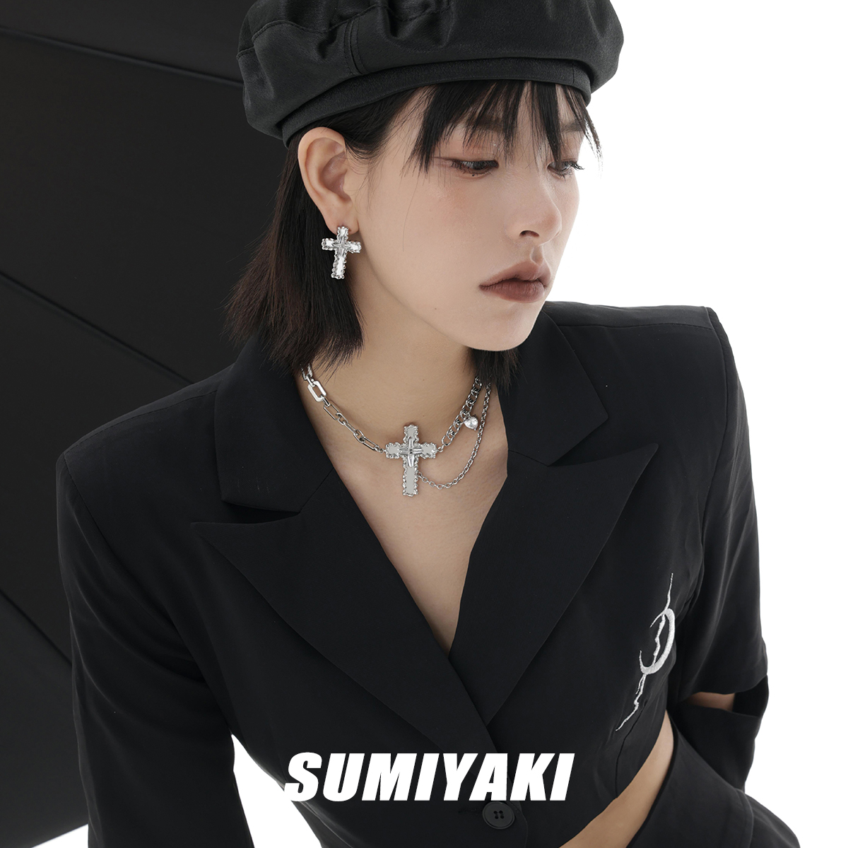 SUMIYAKI Baldwin IV傲慢十字架耳环 神秘且迷人镜面高级感耳饰女 - 图0
