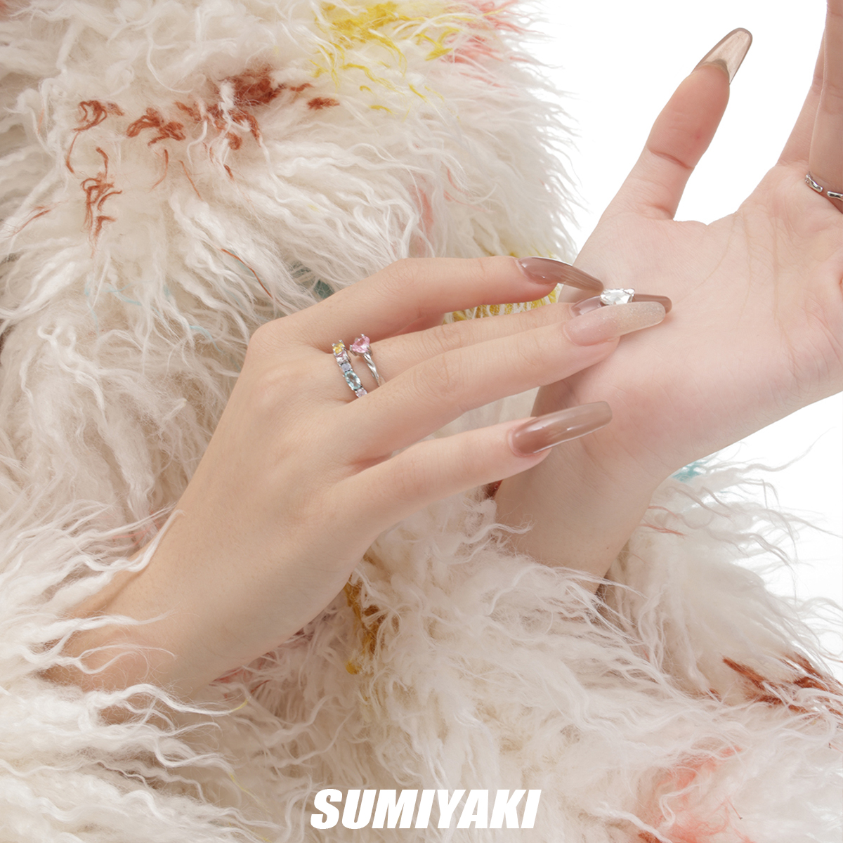 SUMIYAKI S925纯银双层甜酷辣妹软糖戒指巨好看保色性抗过敏对戒-图0