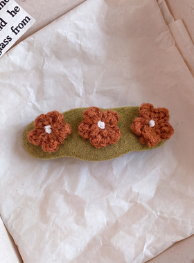 韩系复古咖色蝴蝶结花朵发夹