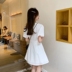 Sen ngọt ngào ngọt ngào V-cổ đơn váy ngực mùa thu mới của phụ nữ Pháp nhóm nhỏ váy platy retro - Váy eo cao đầm rút dây eo Váy eo cao