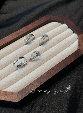 「时光纽带」925银镀金腰带扣造型戒指轻奢皮带镶钻爆闪精工时髦