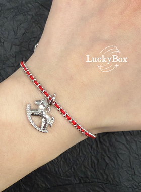 「新年快乐」幸运编织红绳系列天然水沫玉葫芦925银手链通勤百搭