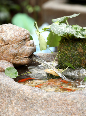 中式招财流水摆件貔n貅喷泉造景鱼池茶室桌面循环水景观客厅装饰