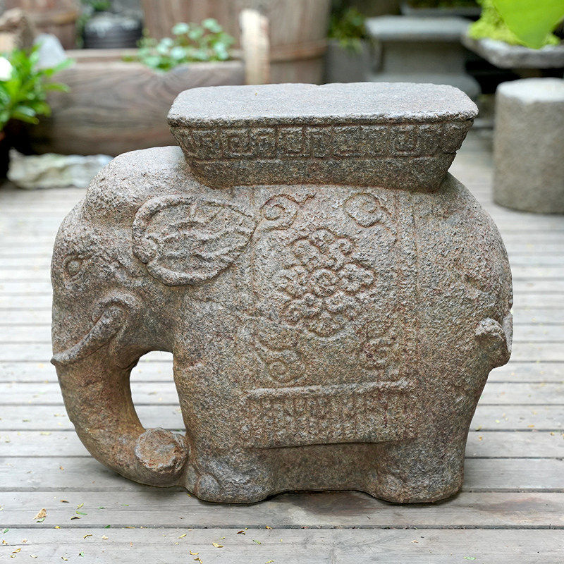 水磨坊庭院复古仿石大象石墩子户外花园花盆底座别墅造景布置摆件,淘宝优惠券,粉丝福利购,淘宝优惠卷