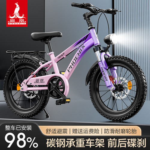 凤凰儿童自行车4-8-14岁中大童学生男女孩山地碟刹青少年脚踏单车 - 图0