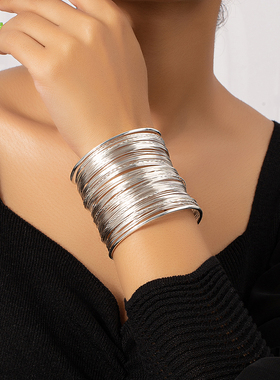 网状黑色镂空花纹欧美金属手镯