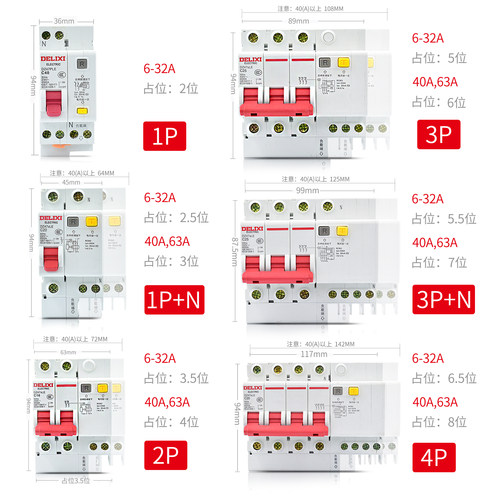 DZ47sLE漏电保护器32A德力西断路器2P空开63A开关16A20A25A40 63A - 图0