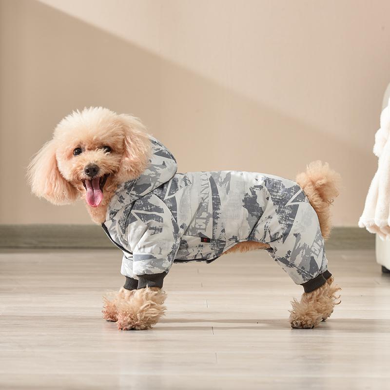 可可哈尼狗衣服秋冬新款棉衣四脚加厚保暖服饰泰迪比熊防泼水反光