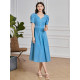 Stubborn summer new retro temperament v-neck puff sleeve waist dress short-sleeved dress 32232LQ08175