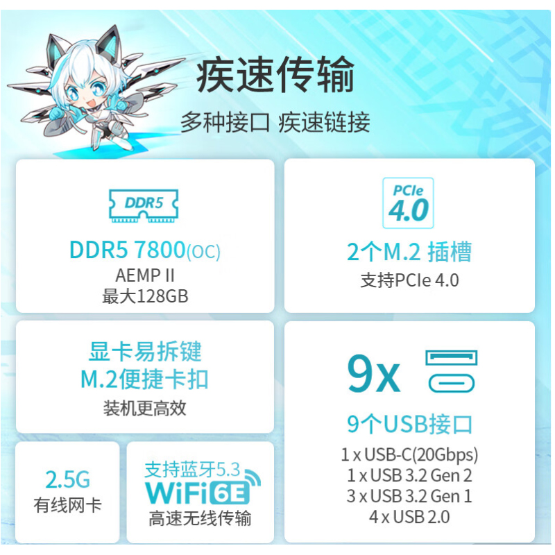 华硕ROG B760-G GAMING WIFI 小吹雪 电脑主板 支持12/13代CPU - 图1