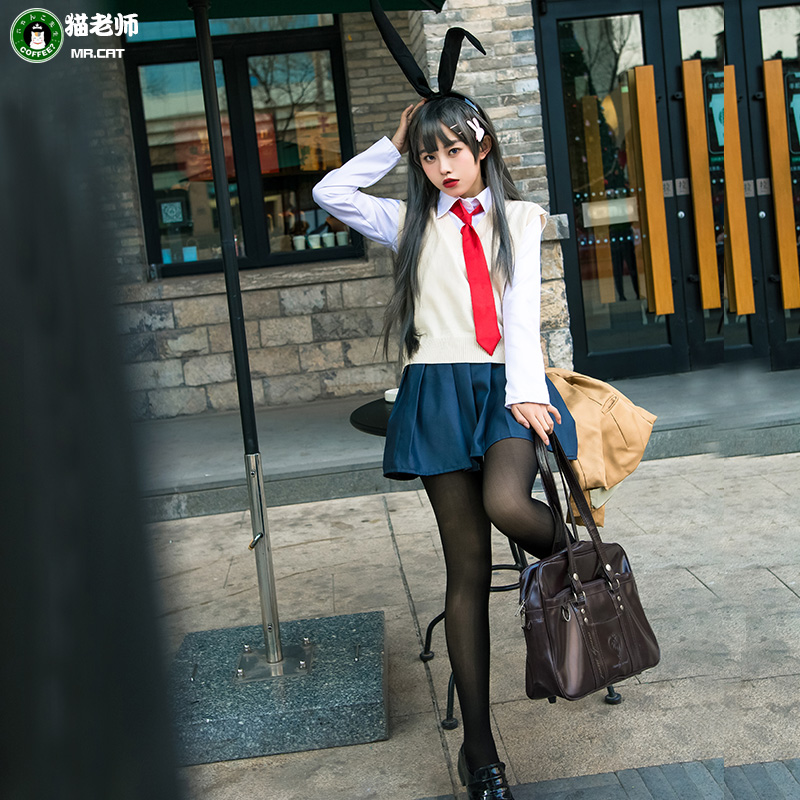 猫老师樱岛麻衣cosplay制服套装青春猪头少年不会梦到兔女郎学姐-图1