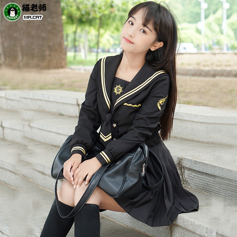 猫老师火枪手JK制服基础款暗黑改不良少女子水手服夏服裙子软妹服-图2