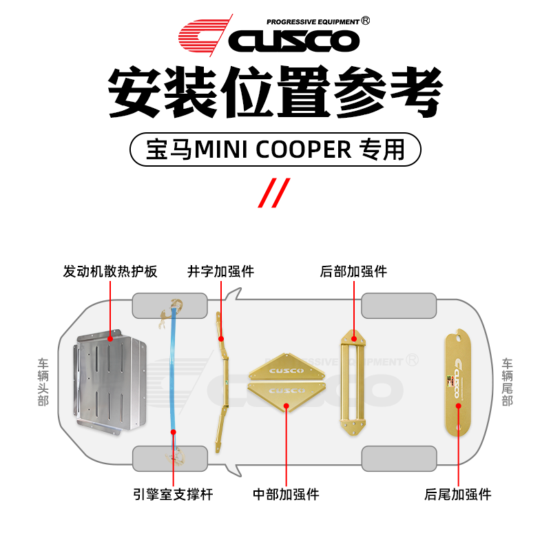 CUSCO全套改装件适用于宝马MINI F56汽车改装专用 引擎室平衡拉杆