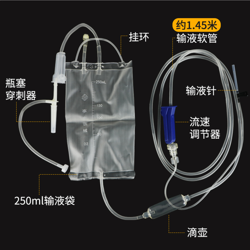 事丰一次性袋式输液器带针医用吊针点滴管静脉注射软管浇花冲洗 - 图0