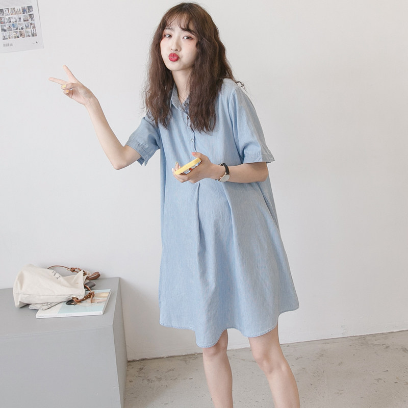 孕妇夏装2020新款短袖潮妈可连衣裙 SANYUE时尚孕妇装连衣裙