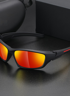 登山跑步偏光太阳镜男防尘防强光炫彩骑行护目墨镜红蓝绿驾驶眼镜