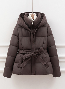 women's warm cotton-padded jacket coat 女加厚连帽收腰短棉服