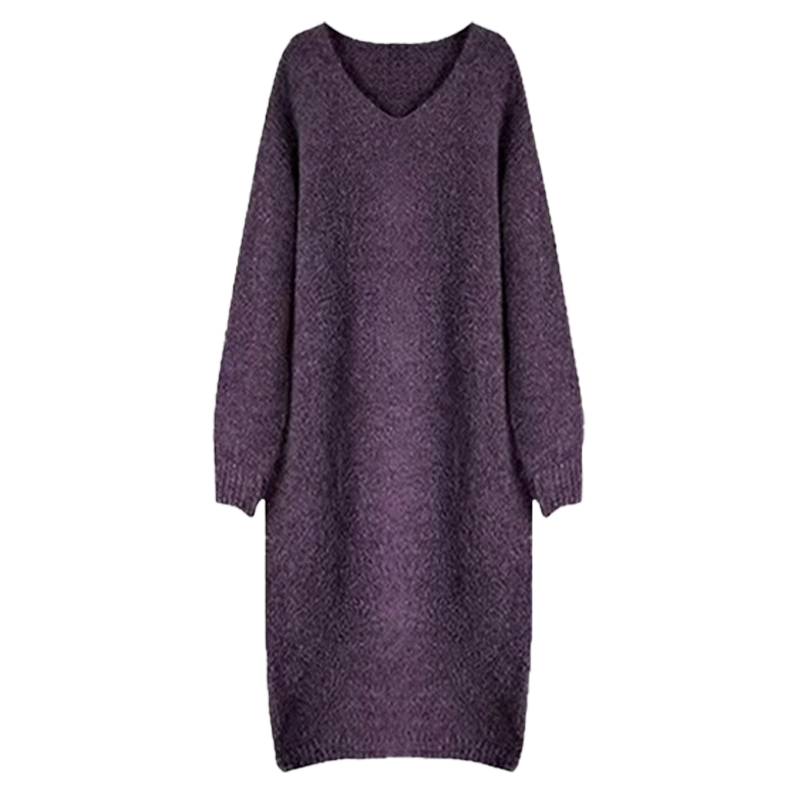 孕妇连衣裙2026新款秋冬紫色v领宽松加厚保暖中长款针织毛衣裙女,淘宝优惠券,粉丝福利购,淘宝优惠卷