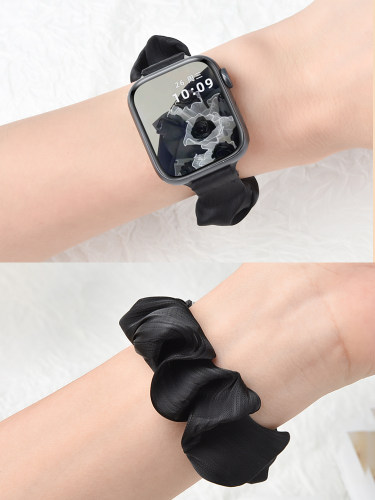 适用苹果applewatch10/8/9/7/6代手表带se单圈大肠发圈创意女腕带尼龙iwatch11/9小清新ultra弹力s10替换带 - 图0