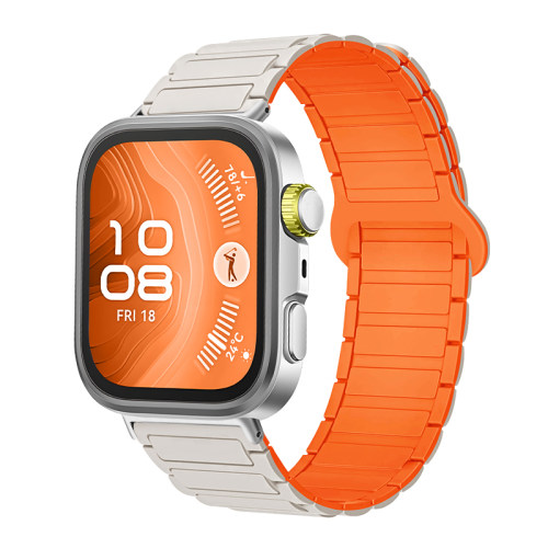 适用华为Watch Fit5pro/5/3双色硅胶表带watchfit3智能运动手表fit4/4pro磁吸腕带配件男女款尼龙编织替换带 - 图2