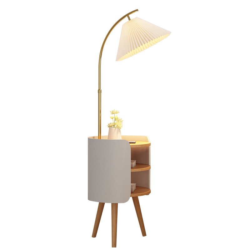 床头柜落地灯卧室客厅高级感北欧奶油原木风沙发边几置物台灯一体,淘宝优惠券,粉丝福利购,淘宝优惠卷