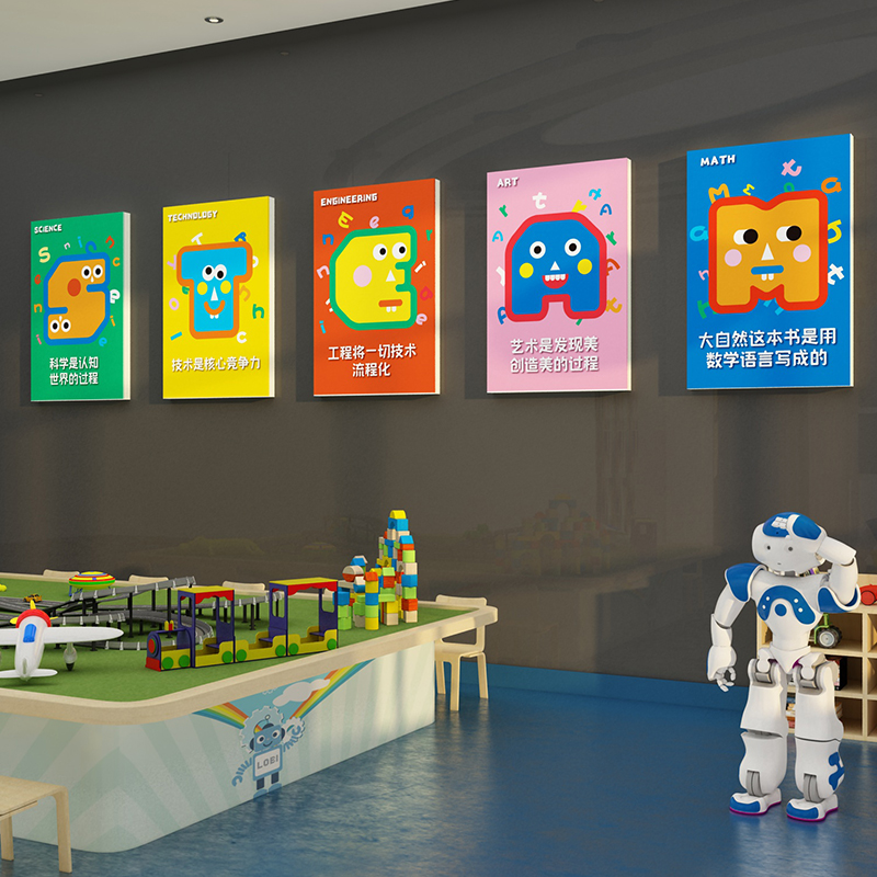 幼儿园环创主题墙成品乐机器人教室布置装饰墙贴环境材料高文化墙-图0