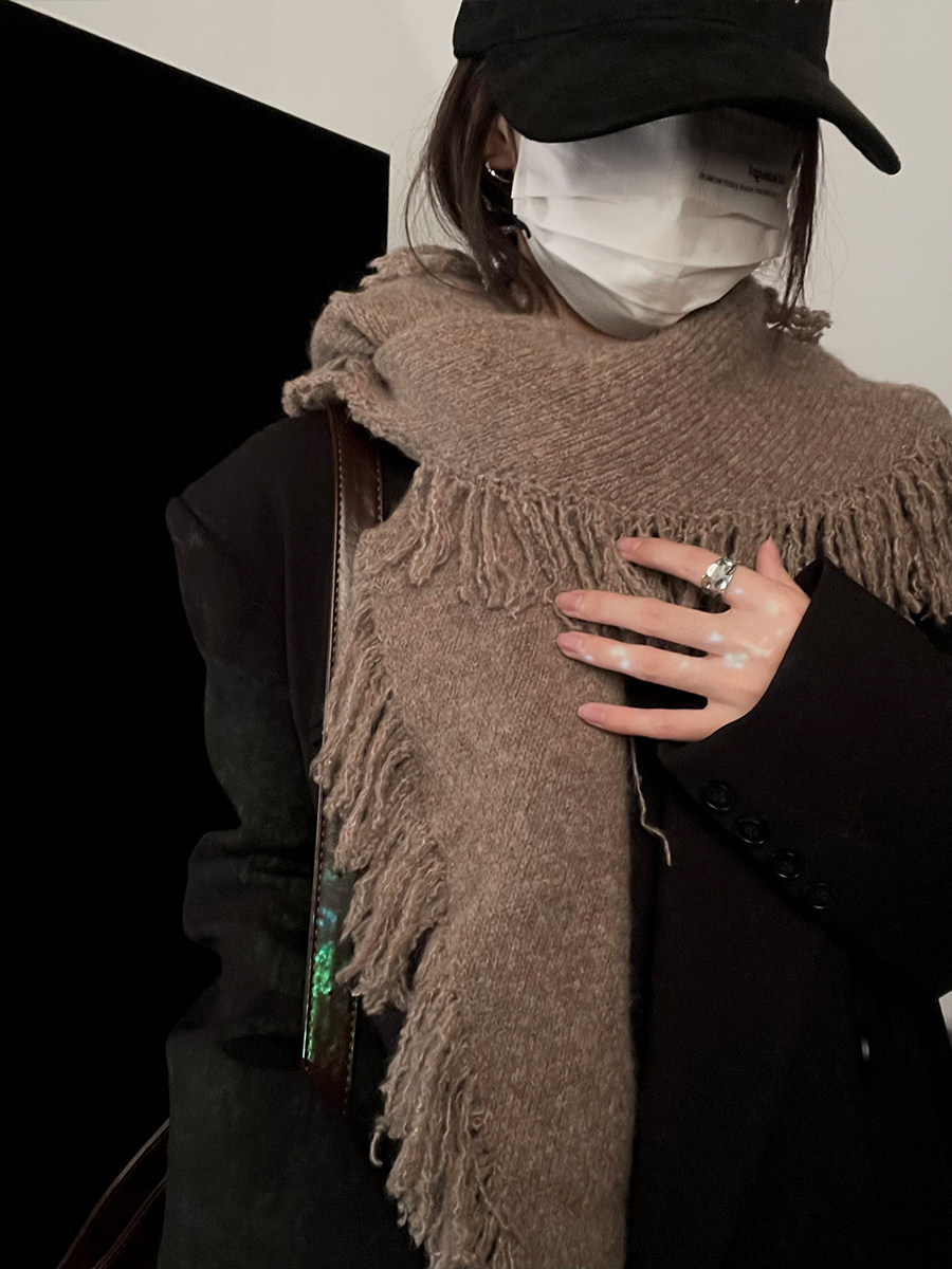 TUshu/沙丘流浪感～羊毛混纺流苏三角巾气质百搭保暖披肩围巾围脖,淘宝优惠券,粉丝福利购,淘宝优惠卷