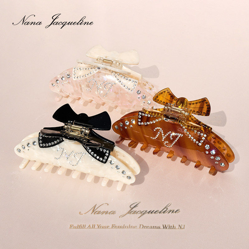 NanaJacqueline新款拼色小蝴蝶结醋酸板材仿钻抓夹女气质女神发夹,淘宝优惠券,粉丝福利购,淘宝优惠卷