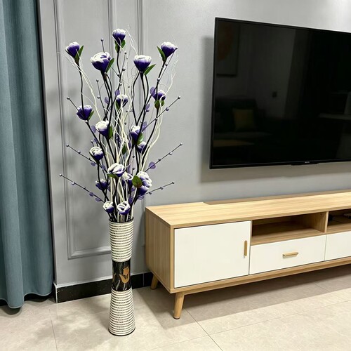 叶脉干花客厅落地假花仿真干枝插花套装玫瑰居家新房装饰包邮 - 图3