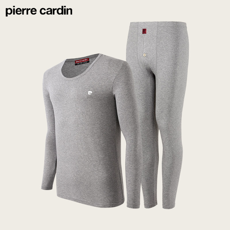 皮尔卡丹棉氨男女士保暖圆领棉毛衫 皮尔卡丹内衣保暖套装