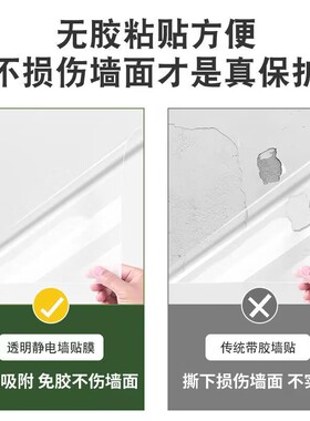 静电墙面保护膜不伤墙透明无胶静电贴吸附墙壁贴纸乳胶漆防水耐脏