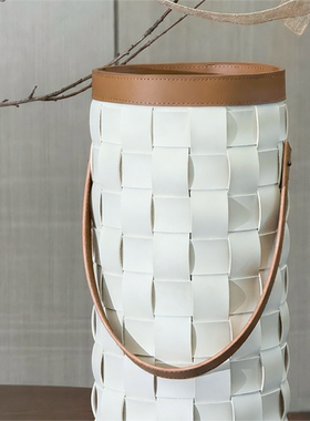 现代简约编织皮革挂伞筒收纳