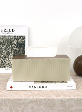 现代简约胡桃木托盘摆件样板间售楼处收纳盘客厅卧室高级感抽纸盒